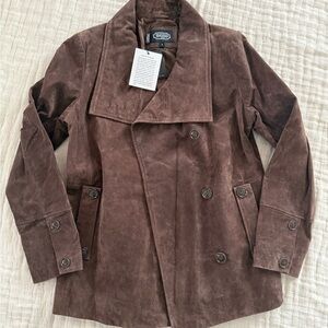 NWT Genuine Leather chocolate brown Swede Jacket.